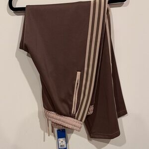 adidas Brown Track Pants with Cream Stripes